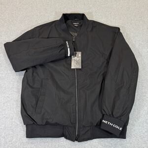 Kenneth Cole New York Men's Black Bomber Jacket Full Zip Insulated L NWT